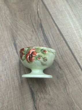Vintage Hand Painted Floral Porcelain Egg Cup Salt Cellar